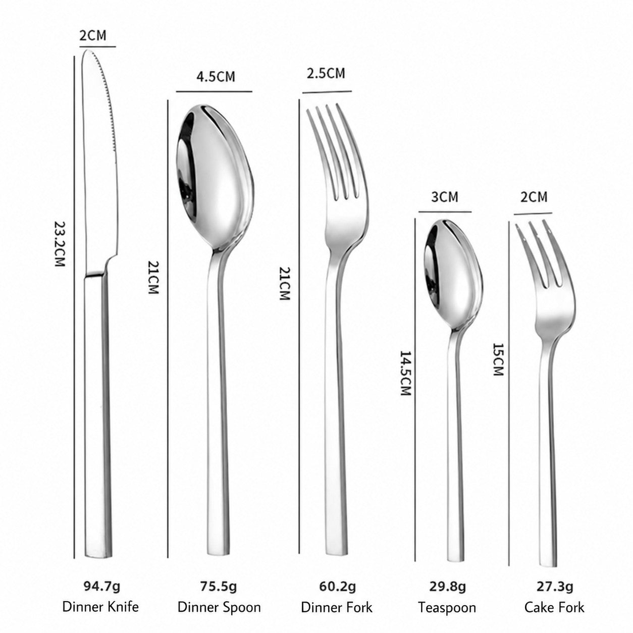 Elysian Silver Luxury 18/10 Stainless Steel Cutlery Set - Venetto Design Venettodesign.com