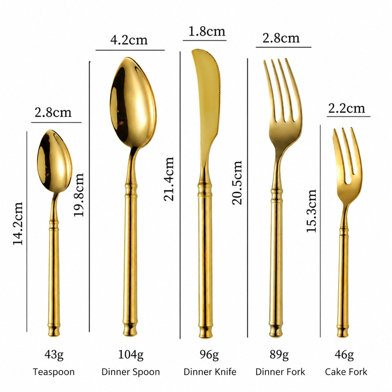 Helena Gold Luxury 18/10 Stainless Steel Cutlery Set with Ring Handle - Venetto Design Venettodesign.com