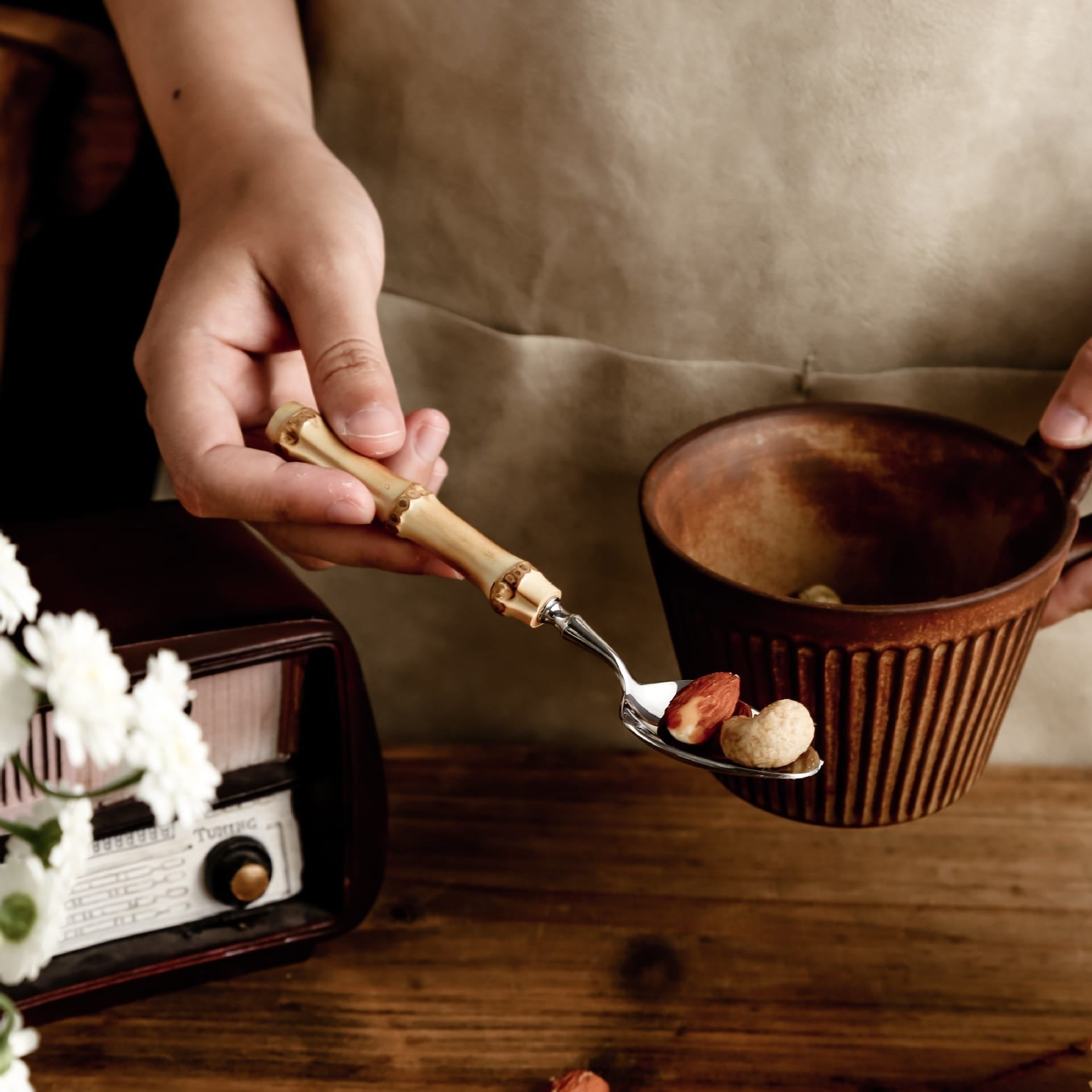 Sagano Stainless Steel Cutlery Set with Natural Bamboo Handle - Venetto Design Venettodesign.com