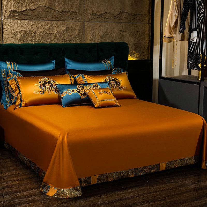 Horus Embroidered Tassel Rounded Jacquard Bedding Set