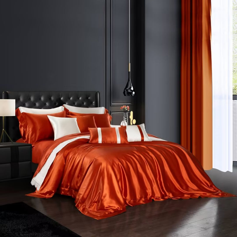 Aristelle Orange Luxury Pure Mulberry Silk Bedding Set
