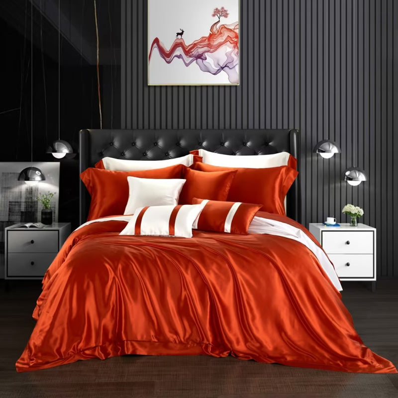 Aristelle Orange Luxury Pure Mulberry Silk Bedding Set