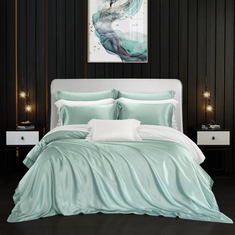 Aristelle Aqua Luxury Pure Mulberry Silk Bedding Set