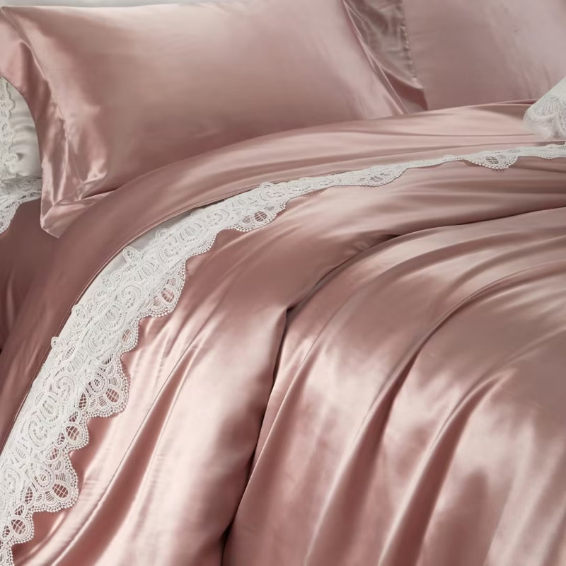 Aristelle Blush Pink Luxury Pure Mulberry Silk Bedding Set