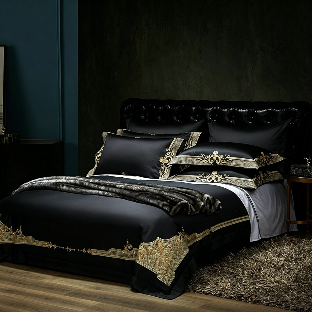 Cleopatra Black Luxury Egyptian Cotton Bedding Set