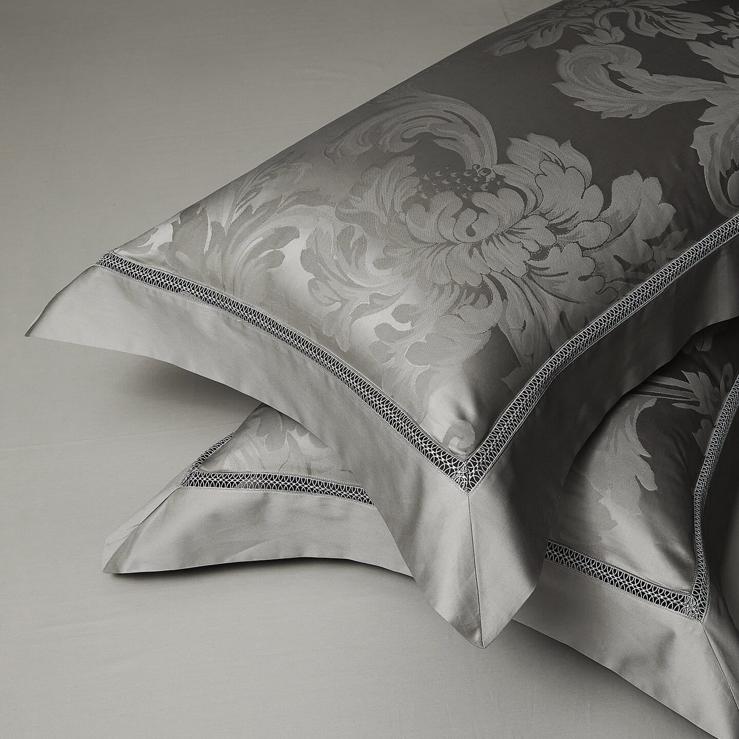 Montclair Luxury Egyptian Cotton Duvet Cover Set with Floral Jacquard Pattern and Hemstitch Openwork Border Trim - Venetto Design Venettodesign.com