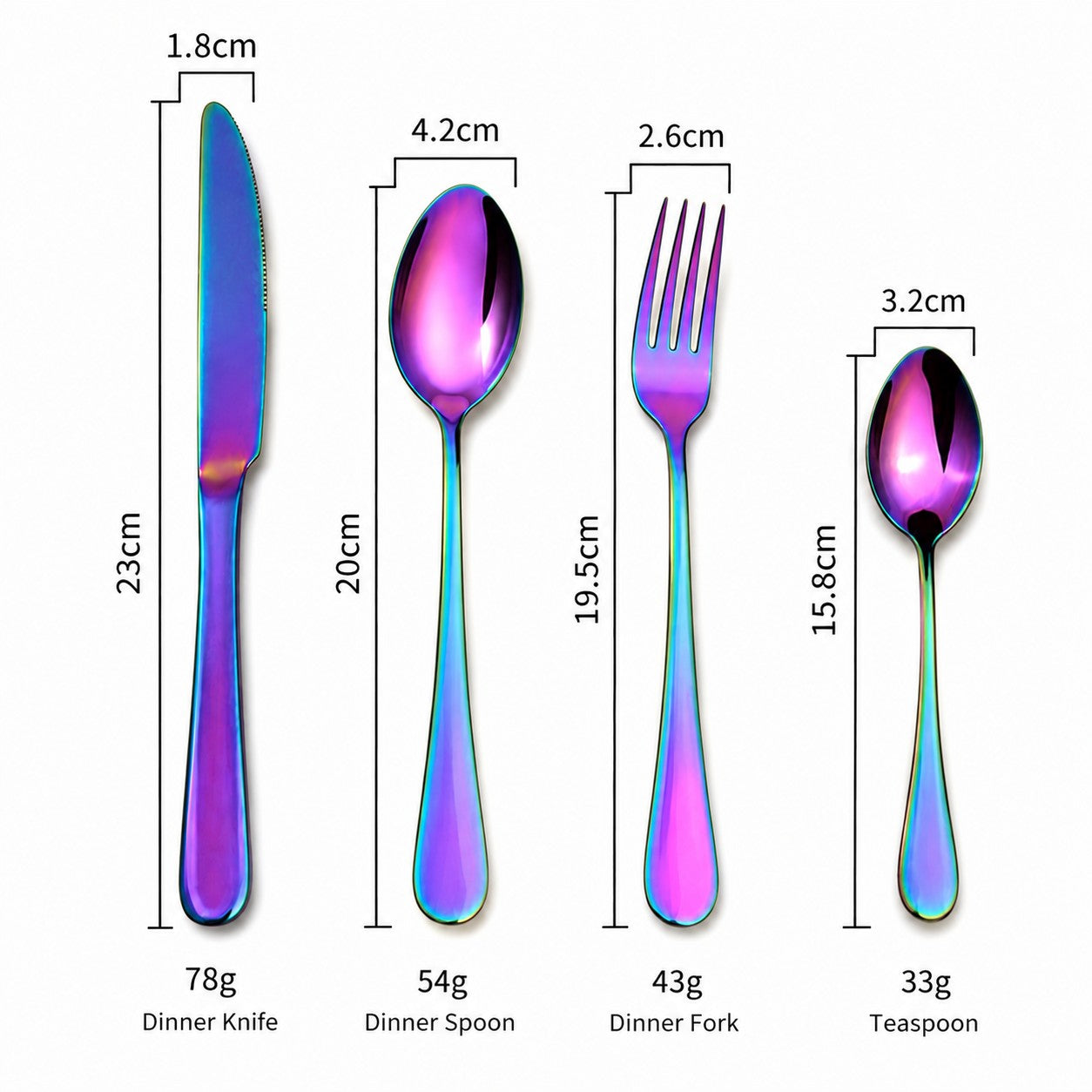 Irised Iridescent Rainbow 18/10 Stainless Steel Cutlery Set - Venetto Design Venettodesign.com