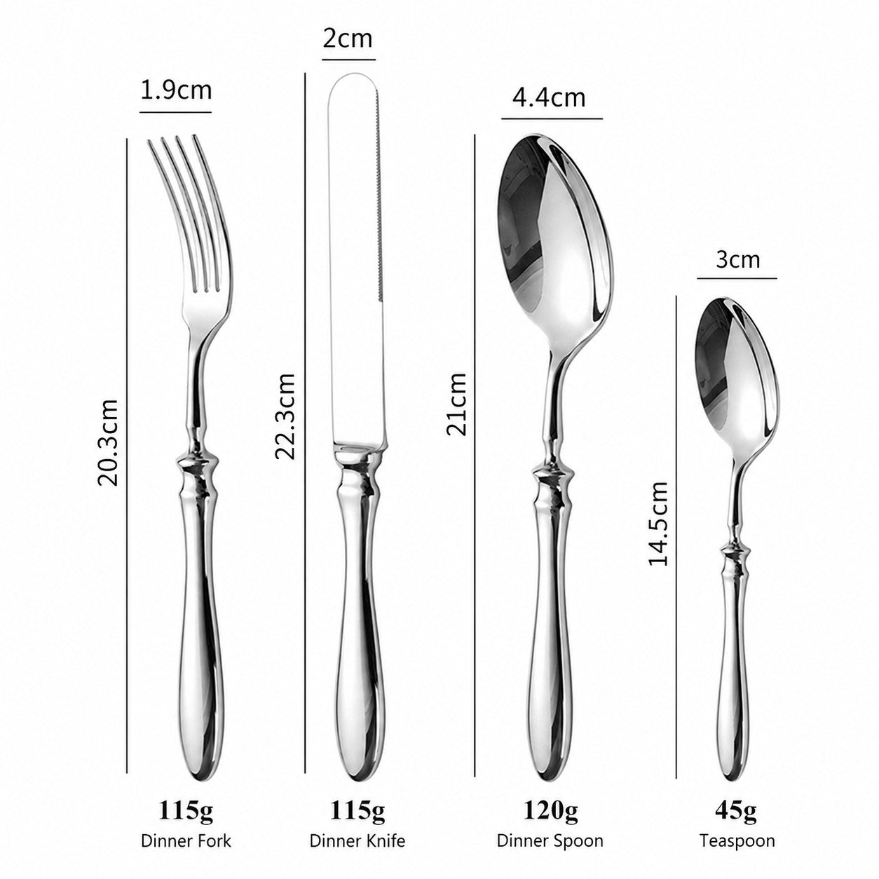 Leona Silver 18/10 Stainless Steel Cutlery Set - Venetto Design Venettodesign.com