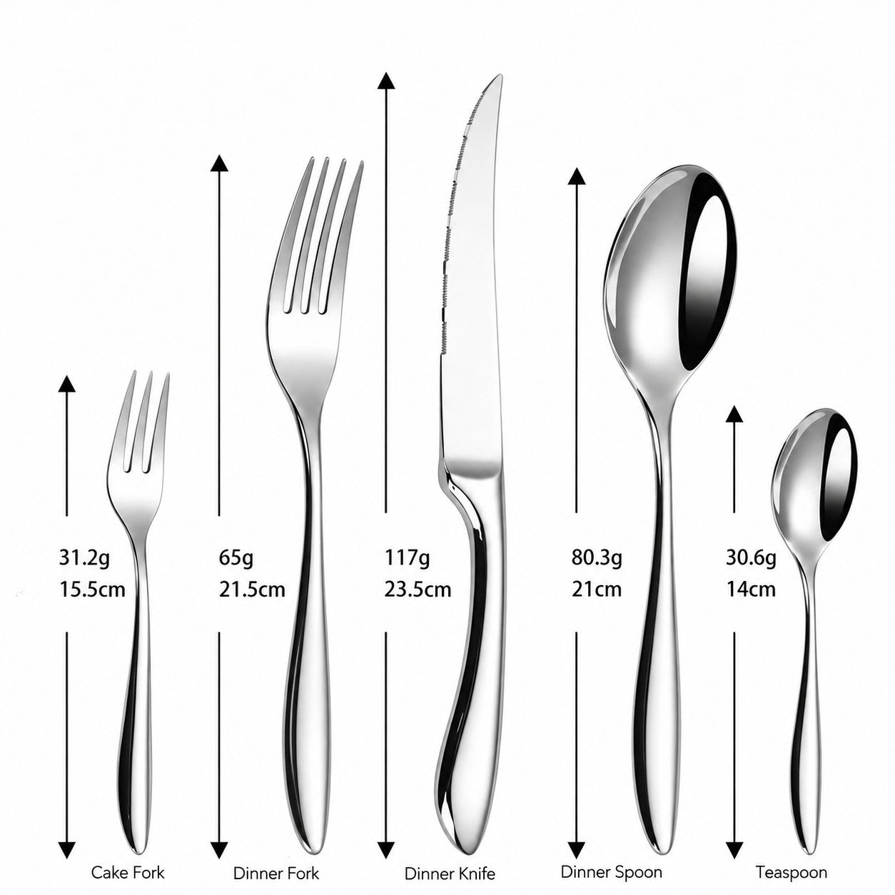 Marissa Silver Luxury 18/10 Stainless Steel Cutlery Set - Venetto Design Venettodesign.com