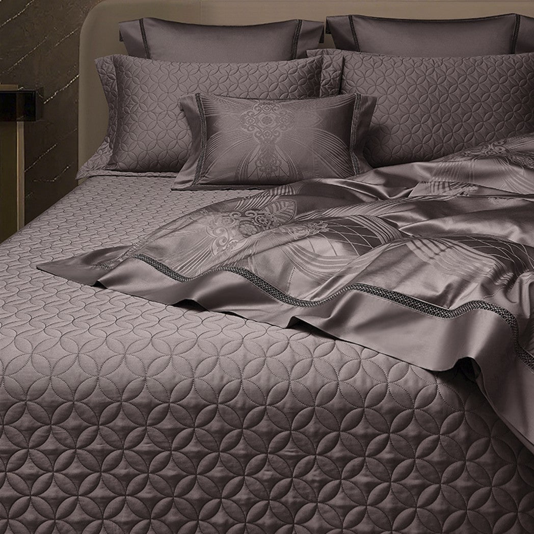 Varenna Luxury Egyptian Cotton Duvet Cover Set with Ornamental Jacquard Pattern and Hemstitch Openwork Border Trim - Venetto Design Venettodesign.com