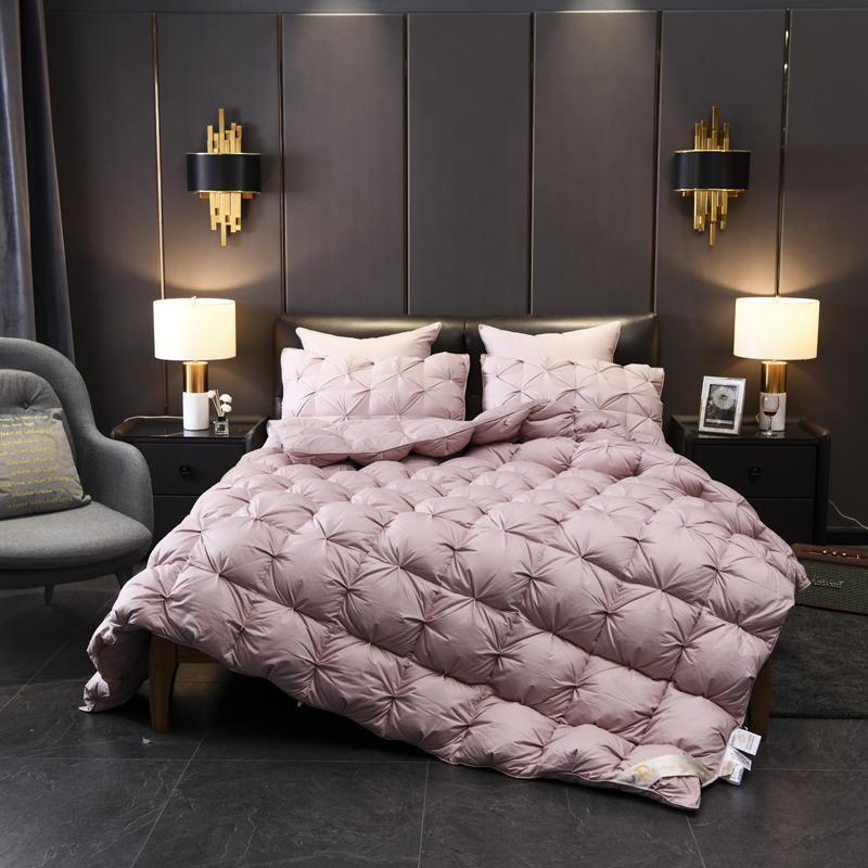 Tanya Lilac Pinch Quilted Goose Down Comforter