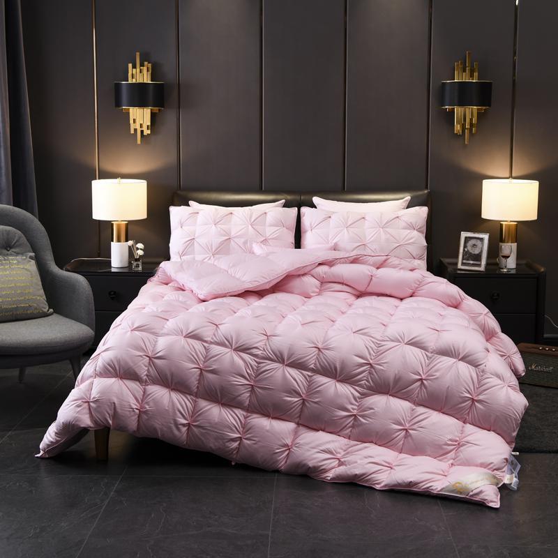 Tanya Pink Pinch Quilted Goose Down Comforter