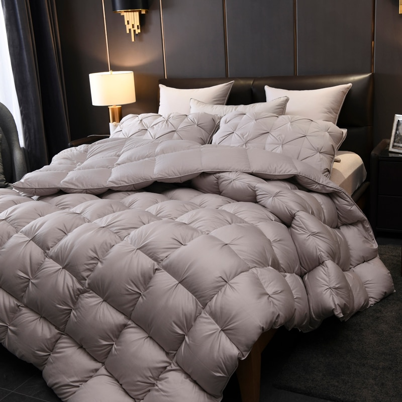 Tanya Grey Pinch Quilted Goose Down Comforter