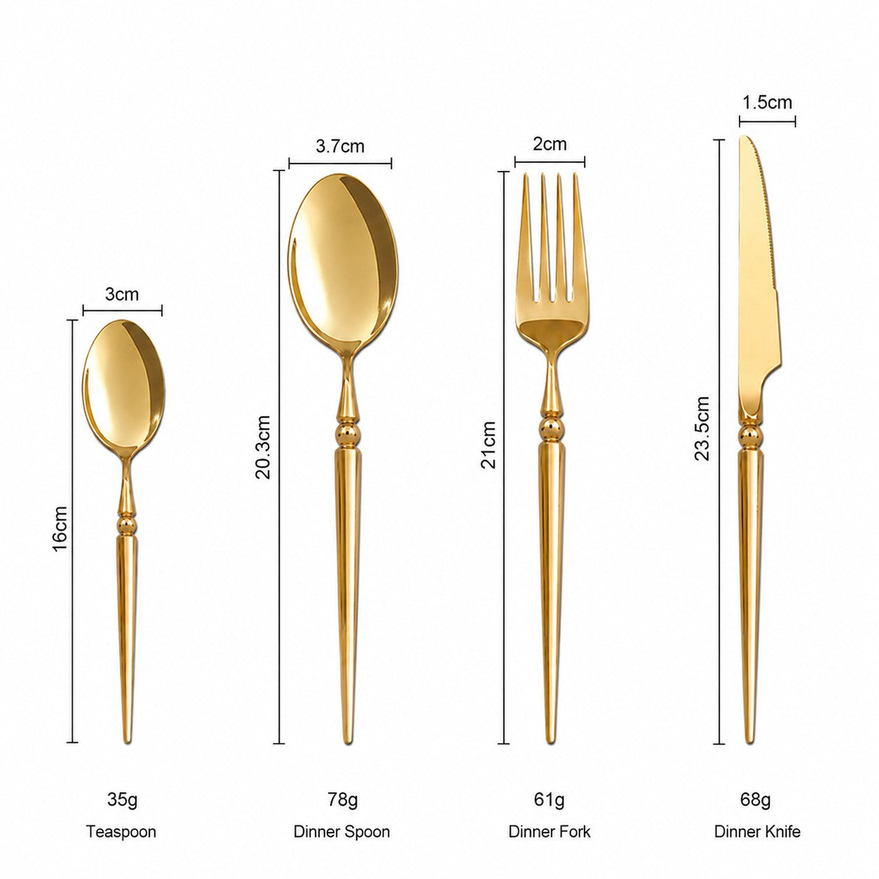 Vivian Gold 18/10 Stainless Steel Cutlery Set with Rounded Bead Detailing Handle - Venetto Design Venettodesign.com