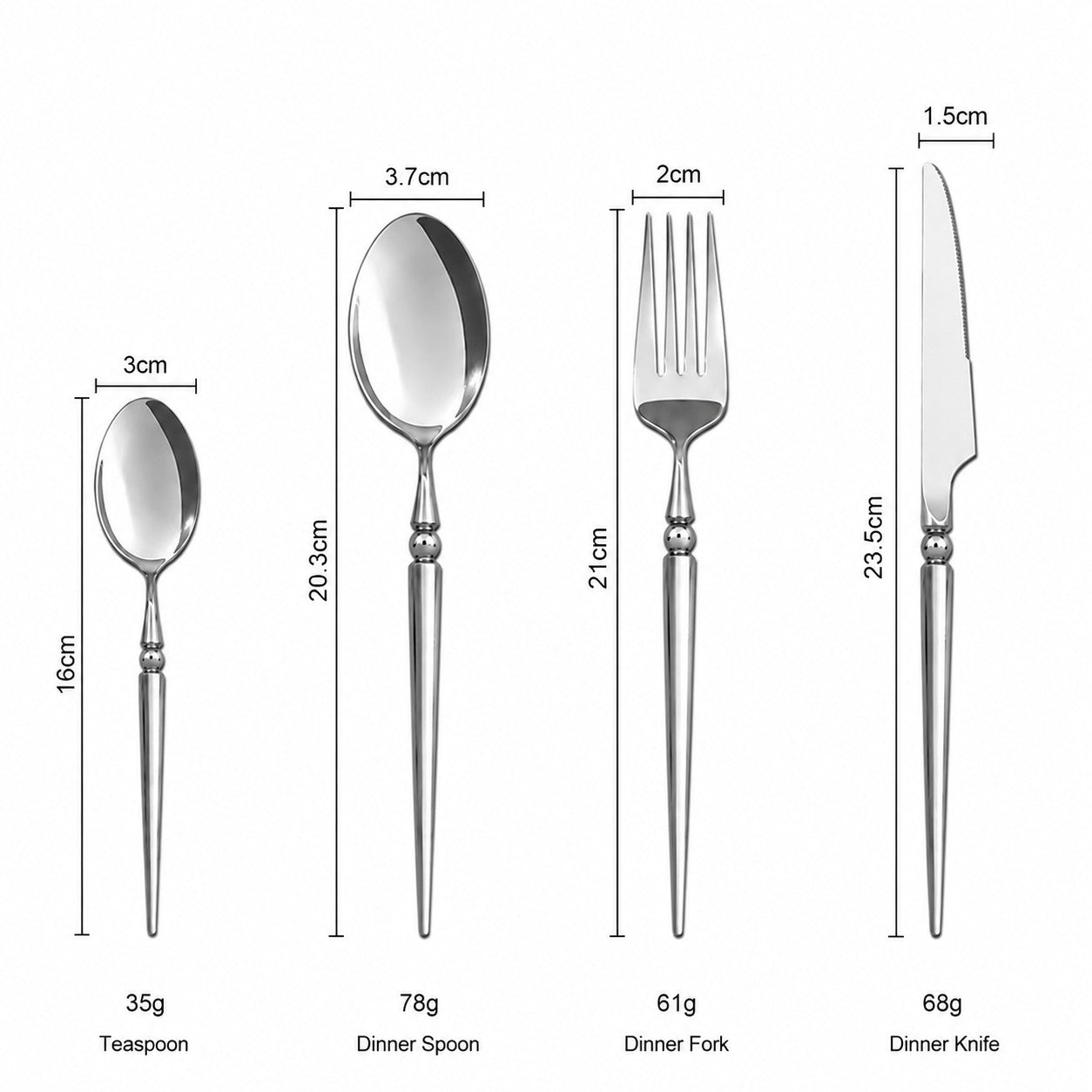 Vivian Silver Luxury Stainless Steel Cutlery Set