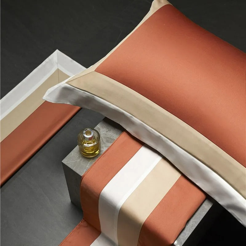 Luxor Orange Stripe Egyptian Cotton Bedding Set