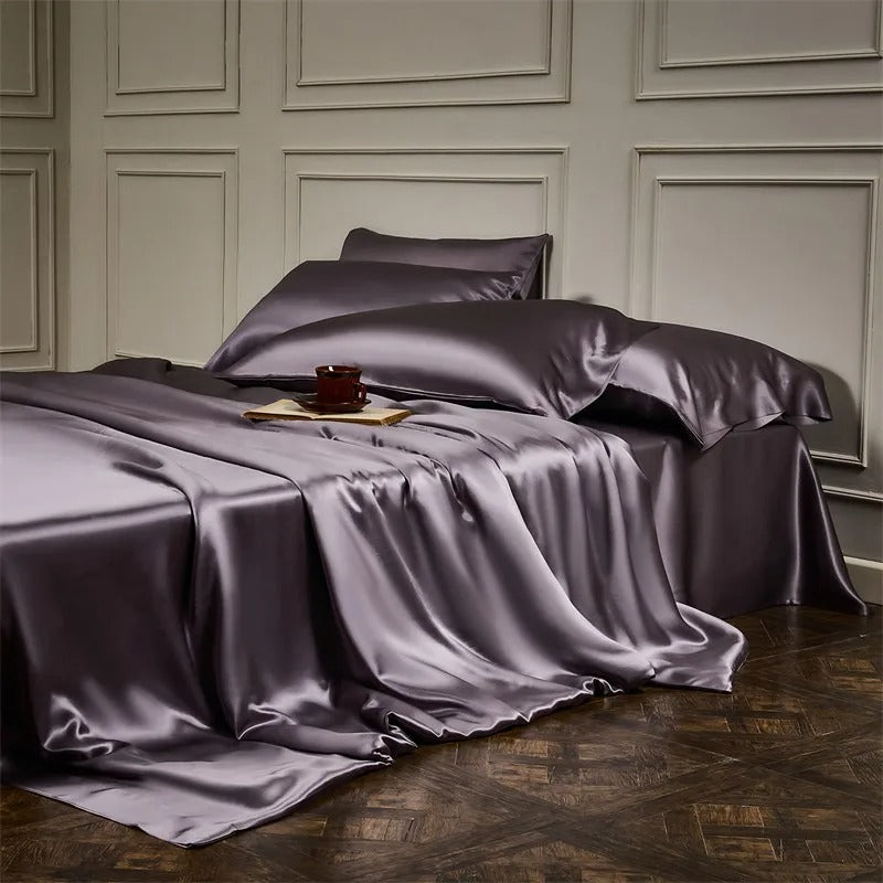 Hermione Taupe Grey Luxury Pure Mulberry Silk Bedding Set