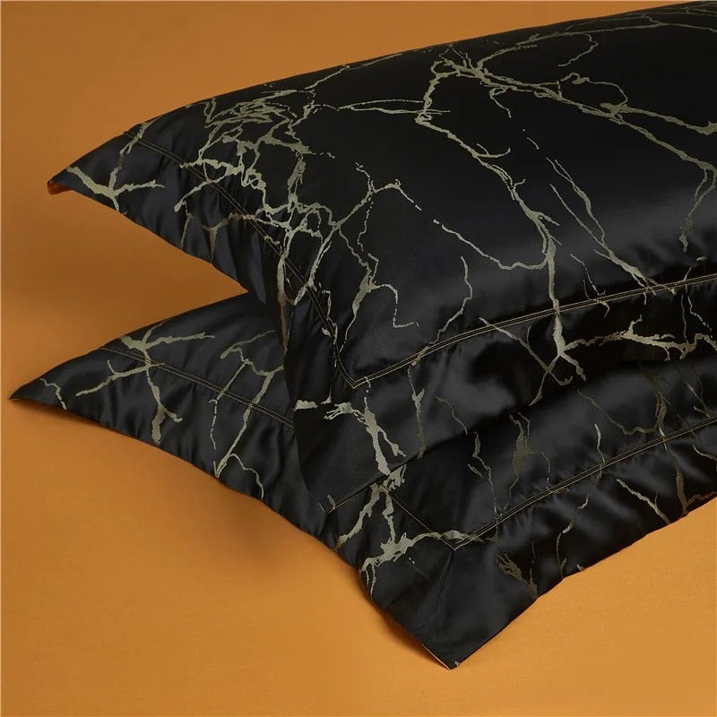 Nero Black Cotton Satin Bedding Set