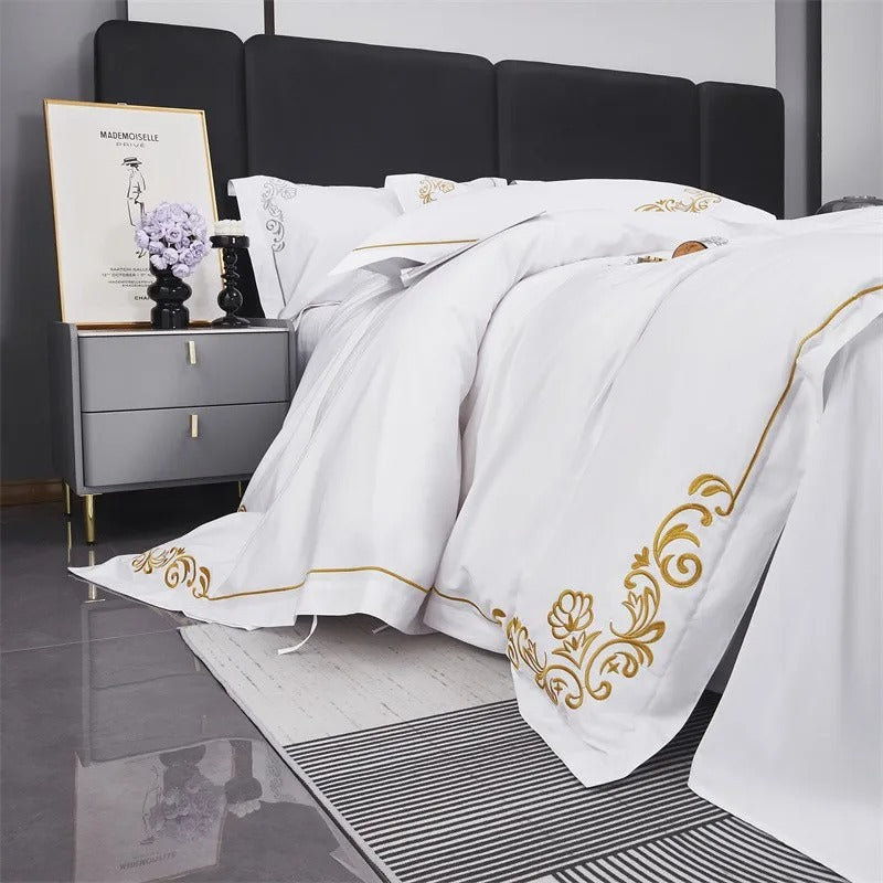 Lagertha Hotel Gold Embroidered Bedding Set