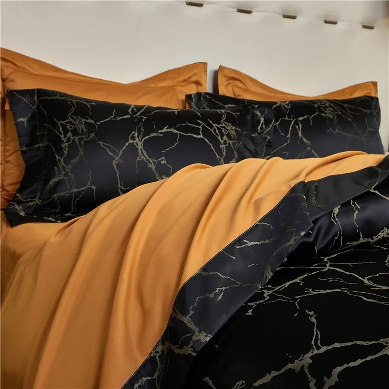 Nero Black Cotton Satin Bedding Set