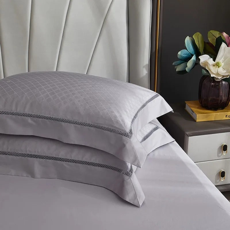 Hilla Grey Jacquard Egyptian Cotton Luxury Bedding Set