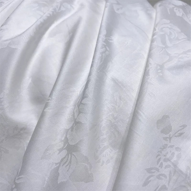 Ulla White Cotton Jacquard Bedding Set