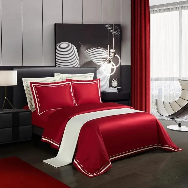 Ona Red Luxury Egyptian Cotton Bedding Set