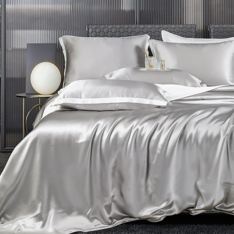 Zenith Grey Luxury Pure Mulberry Silk Bedding Set – Venetto Design