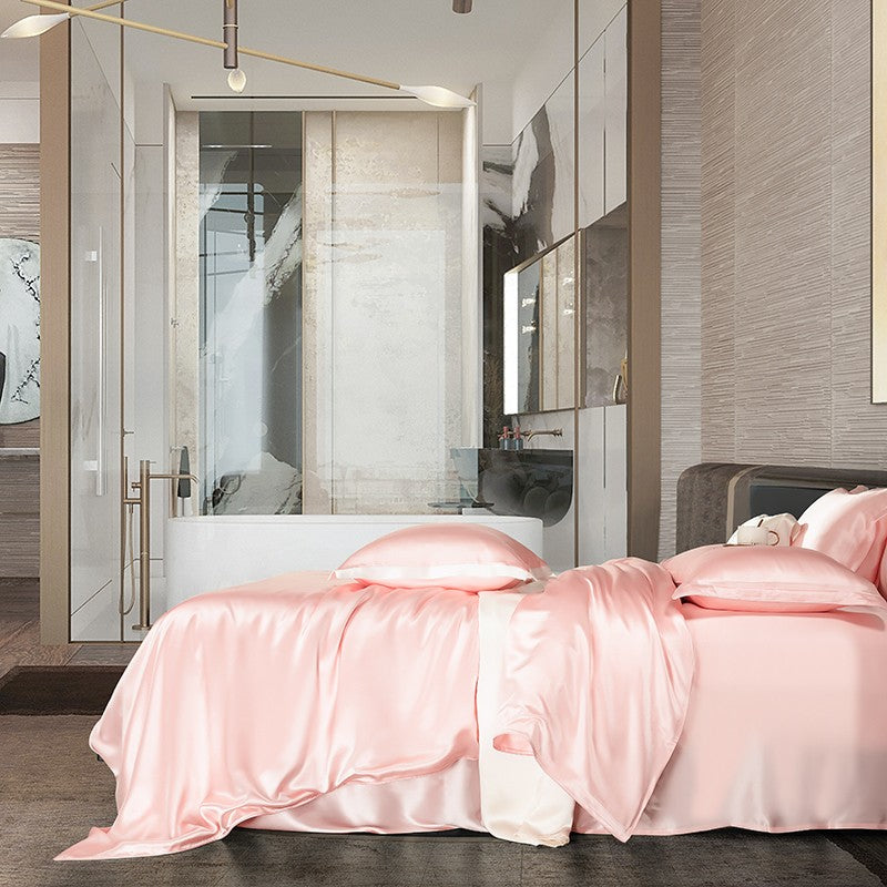 Zenith Pink Luxury Pure Mulberry Silk Bedding Set