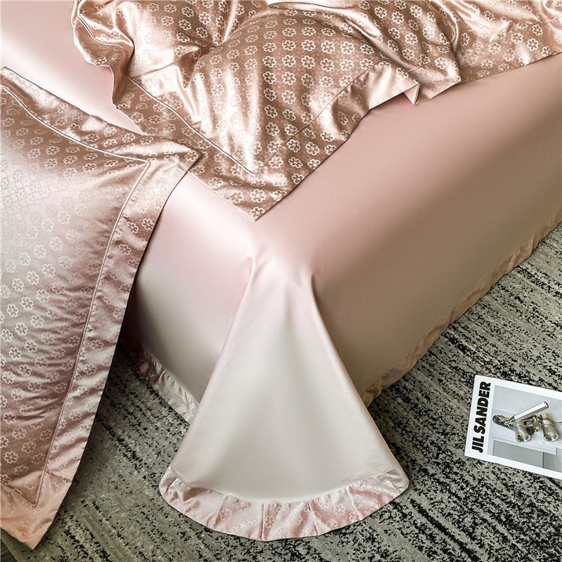 Sophia Pink Cotton Satin Duvet Cover Set