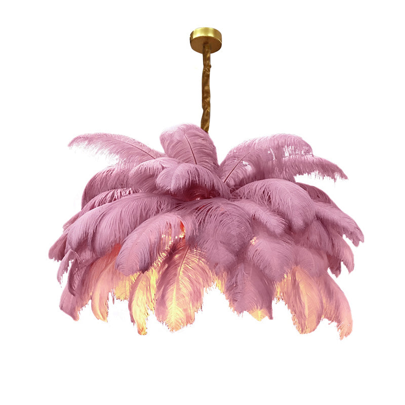 Crystal Pink Feather Bedside Lamp Luxury Fairy Lights Feather