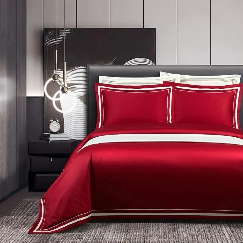 Ona Red Luxury Egyptian Cotton Bedding Set