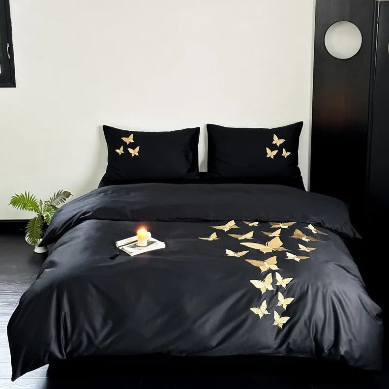 Papillon Egyptian Cotton Embroidery Bedding Set