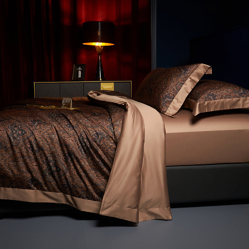 Darius Luxury Egyptian Cotton Duvet Cover Set with Paisley Print - Venetto Design Venettodesign.com