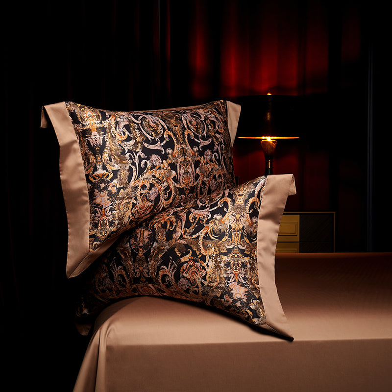 Caspian Luxury Egyptian Cotton Duvet Cover Set with Baroque Print - Venetto Design Venettodesign.com