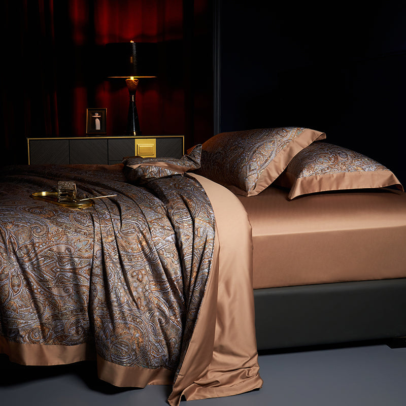 Kashan Luxury Egyptian Cotton Duvet Cover Set with Paisley Print - Venetto Design Venettodesign.com