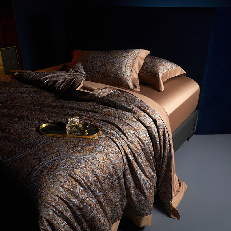 Kashan Luxury Egyptian Cotton Duvet Cover Set with Paisley Print - Venetto Design Venettodesign.com