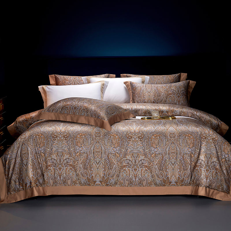 Kashan Luxury Egyptian Cotton Duvet Cover Set with Paisley Print - Venetto Design Venettodesign.com