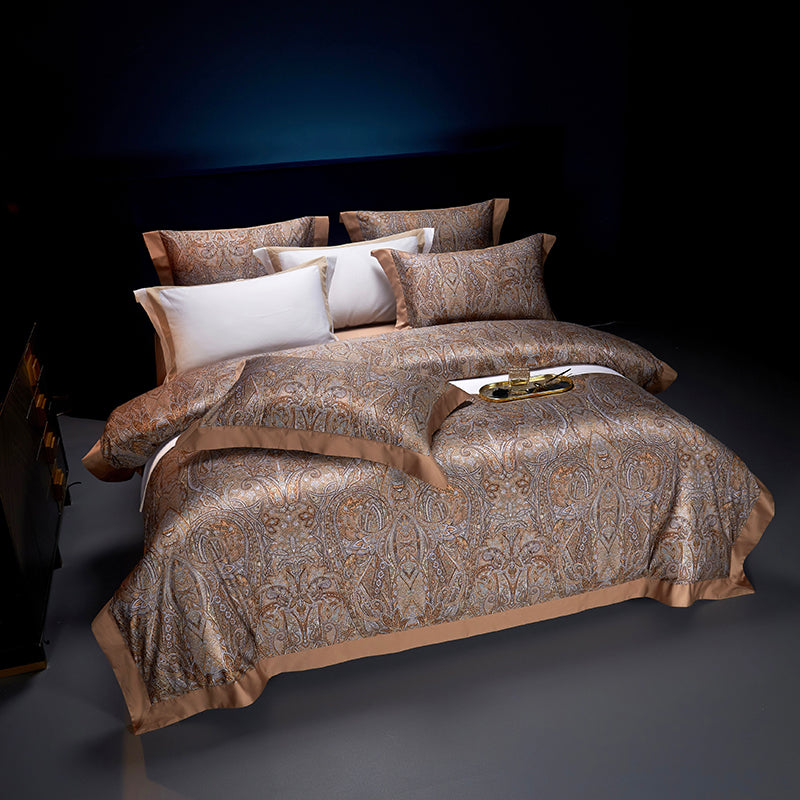 Kashan Luxury Egyptian Cotton Duvet Cover Set with Paisley Print - Venetto Design Venettodesign.com