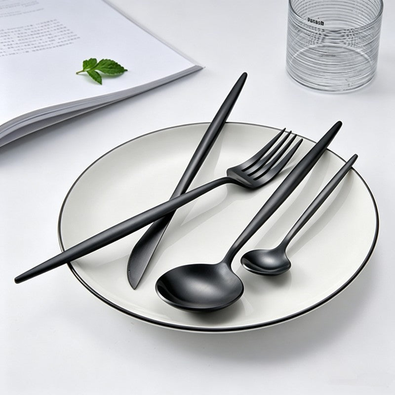 Arya Black 18/10 Stainless Steel Cutlery Set - Venetto Design Venettodesign.com