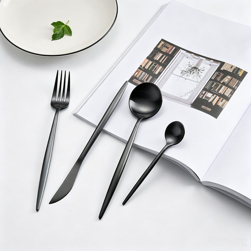 Arya Black 18/10 Stainless Steel Cutlery Set - Venetto Design Venettodesign.com