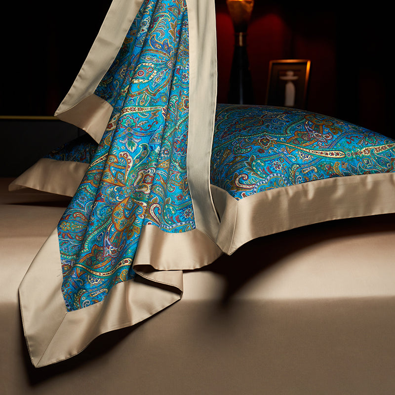 Shiraz Luxury Egyptian Cotton Duvet Cover Set with Paisley Print - Venetto Design Venettodesign.com
