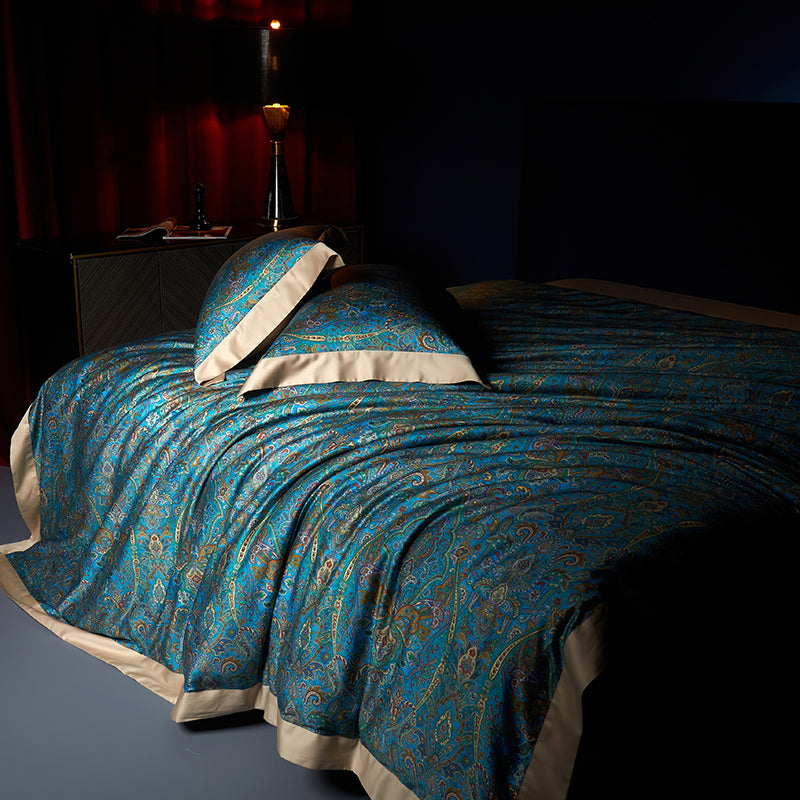 Shiraz Luxury Egyptian Cotton Duvet Cover Set with Paisley Print - Venetto Design Venettodesign.com