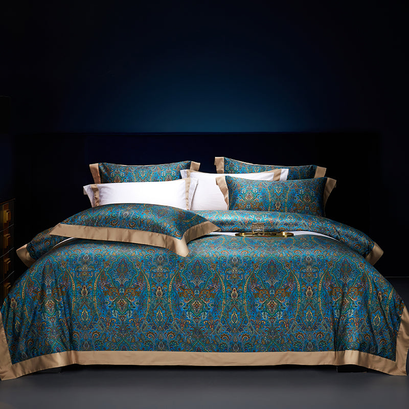 Shiraz Luxury Egyptian Cotton Duvet Cover Set with Paisley Print - Venetto Design Venettodesign.com