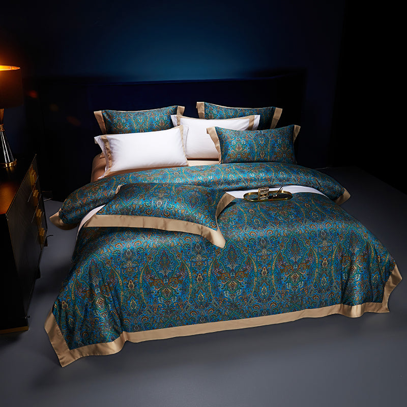 Shiraz Luxury Egyptian Cotton Duvet Cover Set with Paisley Print - Venetto Design Venettodesign.com