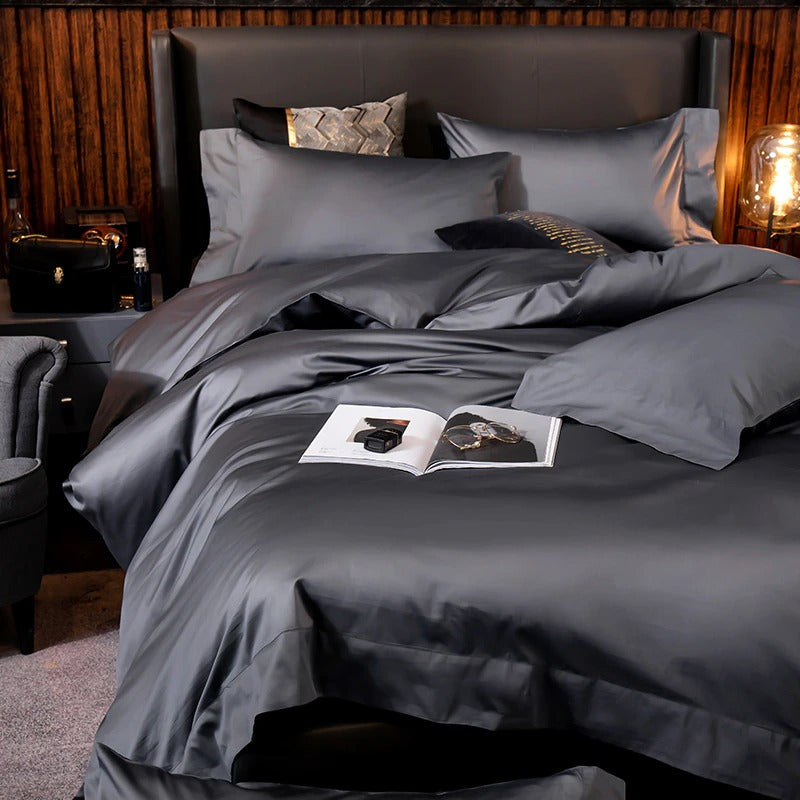 Lakibia Deep Grey Silky Soft Egyptian Cotton Bedding Set Duvet Cover Set - Venetto Design Venettodesign.com