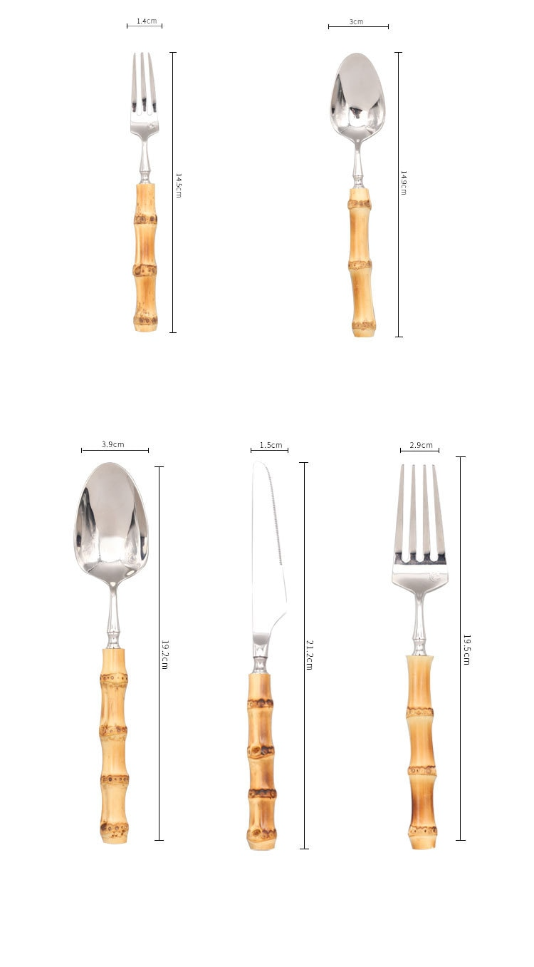 Sagano Natural Bamboo Stainless Steel Cutlery Set Cutlery - Venetto Design Venettodesign.com