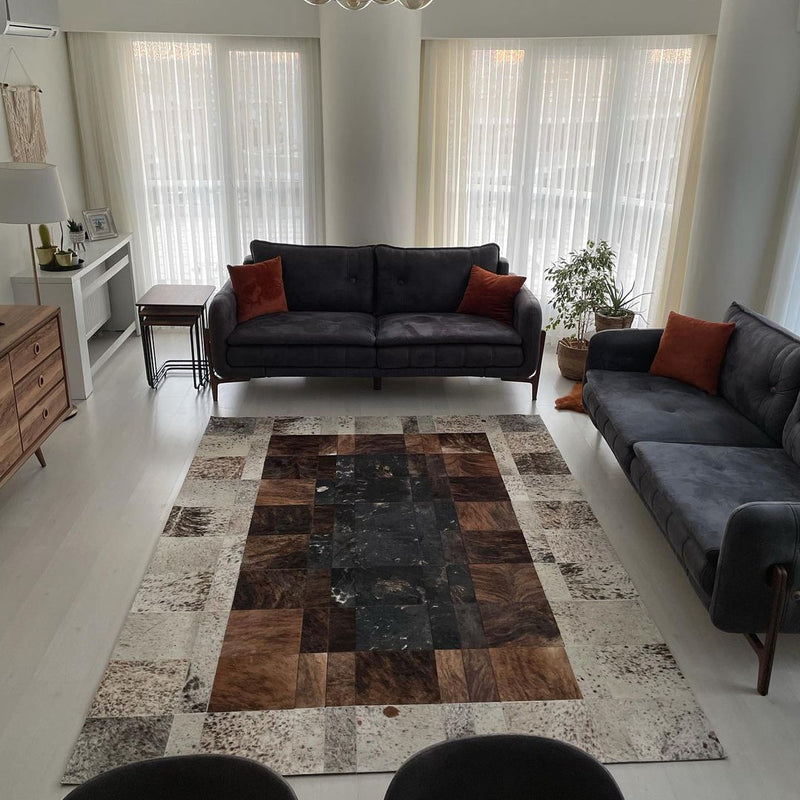 Teora Handcrafted Flatweave Natural Leather Rug Rugs - Venetto Design Venettodesign.com