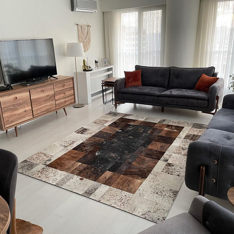 Teora Handcrafted Flatweave Natural Leather Rug Rugs - Venetto Design Venettodesign.com