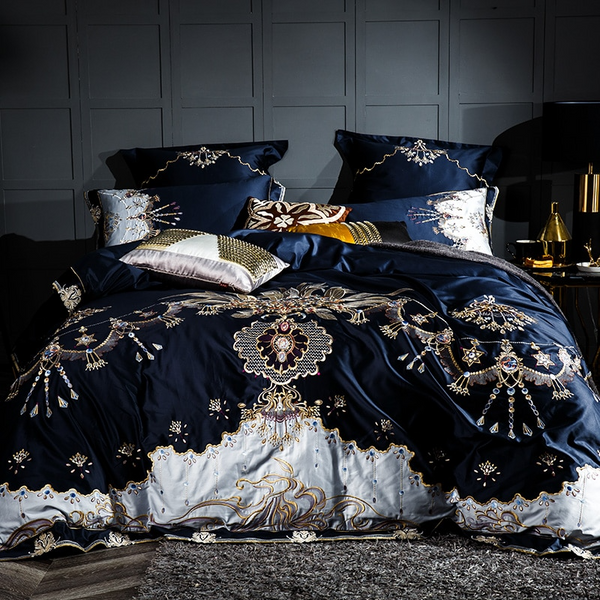 Bluebell Egyptian Cotton Luxury Duvet Cover Set Duvet Cover Set - Venetto Design King size 4Pcs / Fitted sheet style Venettodesign.com